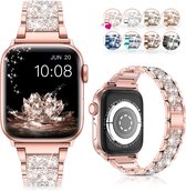 Luxe Smart Watch Armband Geschikt Voor Apple Smart Watch Band 7 8 9 Elegante Diamant Shining Vrouwen Horloge Band Se 6 5 4 - 42mm 44mm 45mm 49mm Rose Gold