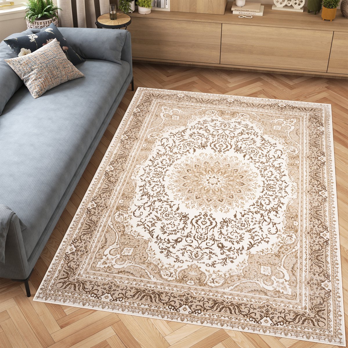 Tapiso Hera Vloerkleed Beige Vintage Woonkamer Oosters Tapijt Maat- 200x300