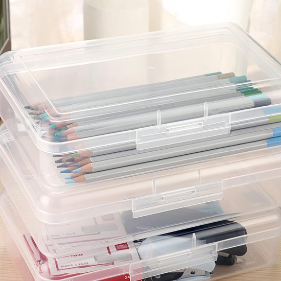 Lot De 8 Boîtes De Rangement Papeterie Empilables - Organiseur Crayons, Stylos, Fournitures Scolaires, Plastique Léger
