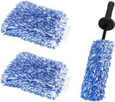 Set van 3 autowashandschoenen versus microvezel velgenborstel, lichtmetalen velgen autowashandschoenen voor velgen van hoge kwaliteit, verwijder hardnekkig vuil moeiteloos (blauw)