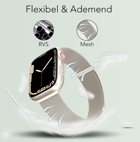 Podec Smartwatch Bracelet magnétique en acier inoxydable Starlight - Convient pour Apple Watch - Bracelet adapté pour iWatch 41/40/38 mm - Convient pour les séries 1/2/3/4/5/6/7/SE