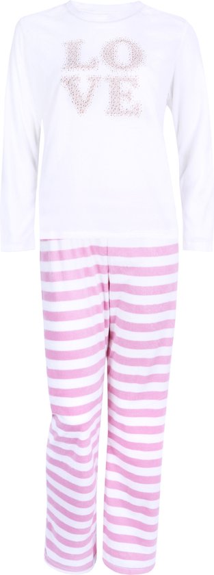 Wit met roze gestreepte pyjama Liefde