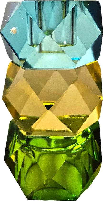 Colmore kaarshouder meerkleurig kristalglas 6.5x6.5x12cm