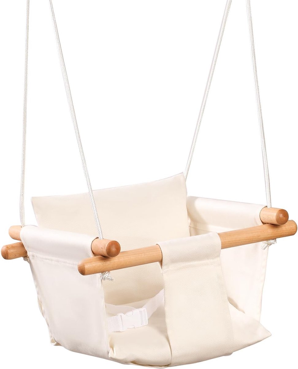 Goedkoopste Babyschommel, babyschommel voor binnen, kinderschommel van hout, houten schommel voor kinderen, schommels voor deurkozijnen, swing, peuterschommel vanaf 1 jaar voor kinderkamer (beige