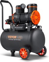 Luchtcompressor - 35 Liter - 1800 Watt - Stille Compressor - 70 dB - Olievrij - 2800 RPM - Zwart/Oranje