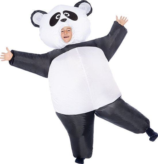FUNIDELIA Opblaasbaar Panda Kostuum voor kinderen - Maat: 125-150 cm