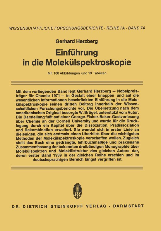Einfa1/4hrung in Die Moleka1/4lspektroskopie - cover