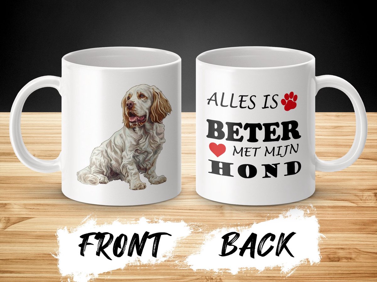 Mok Clumber Spaniel Alles is beter met mijn hond - dog - doglover