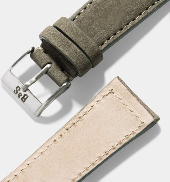 Bracelet de montre en cuir nubuck gris olive