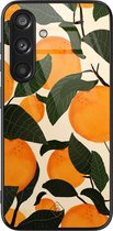 Casimoda® Coque - Convient pour Samsung Galaxy S24 - Orange Garden - Luxe Hard Case Zwart - Coque arrière pour téléphone - Multi