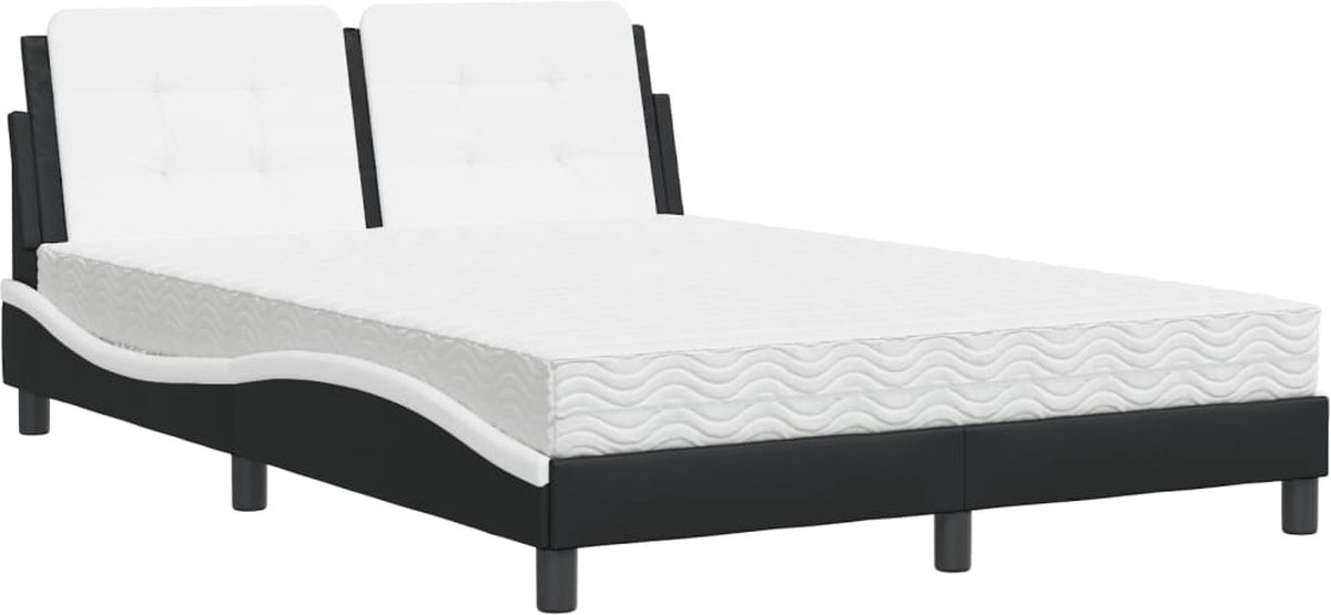 vidaXL - Bedframe - zonder - matras - "Zadar" - kunstleer - zwart - en - wit - 120x200 - cm