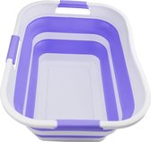 Opvouwbare kunststof wasmand, 29 l, opvouwbare opbergcontainer, organizer, draagbare wasbak, ruimtebesparende wasmand, watercapaciteit: 24 l (1, wit/zeer peri)