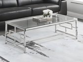 Table basse CLOTILDE - Verre trempé et acier - Chromé L 120 cm x H 40 cm x P 60 cm