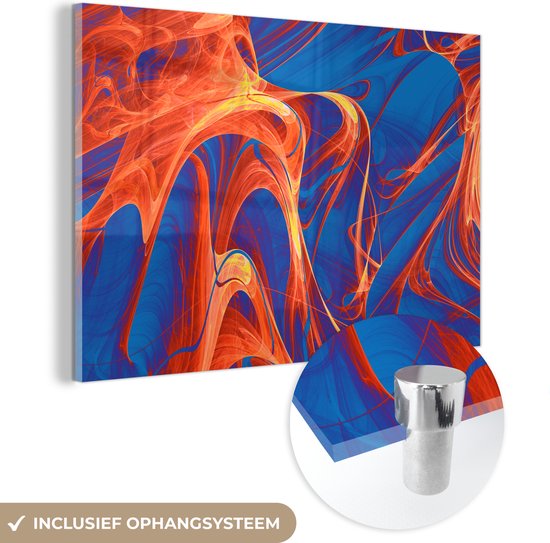 MuchoWow® Peinture sur verre - Art - Vagues - Couleur - Psychédélique - 120x80 cm - Peintures sur verre acrylique - Photo sur Glas