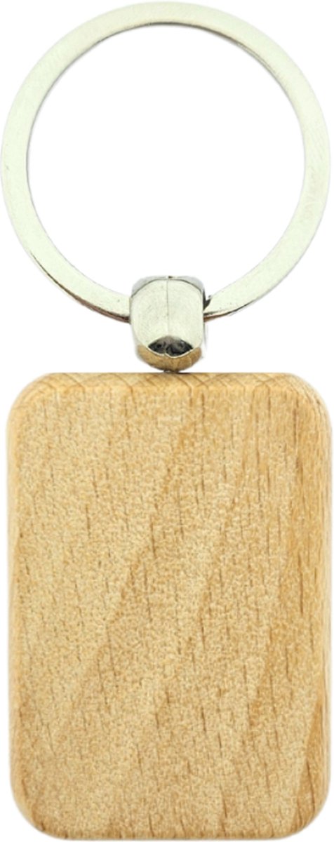 CombiCraft Blanco houten sleutelhanger kleine rechthoek 44x30mm - verpakking 25 stuks