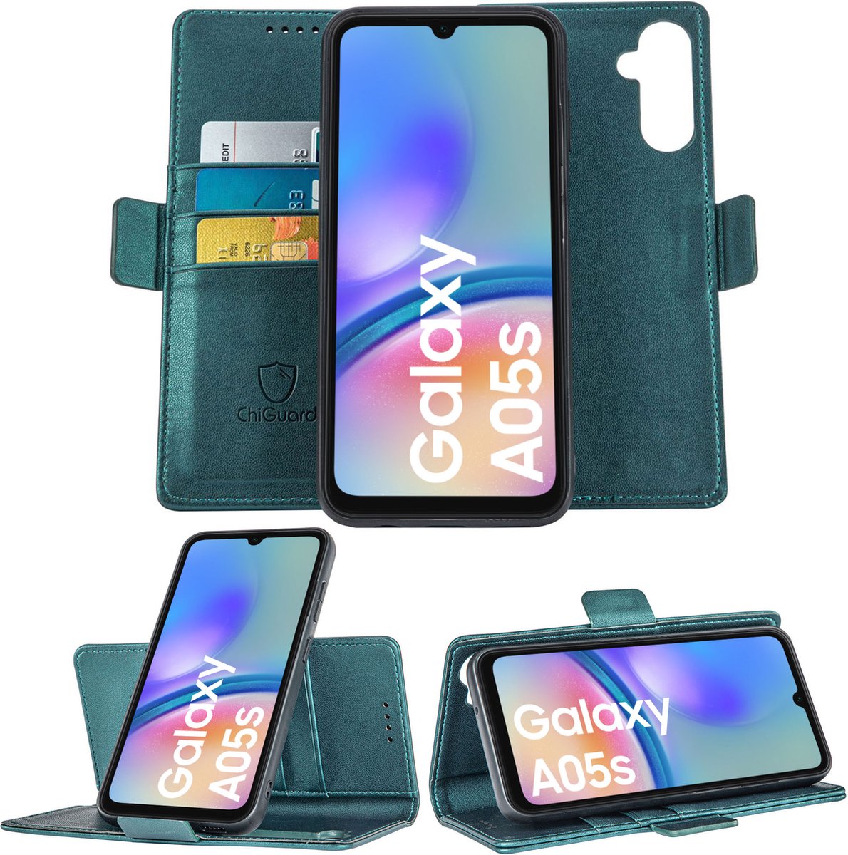Geschikt voor Samsung Galaxy A05s - Book Case Hoesje - Uitneembaar Hoesje - Magnetische Sluiting - Portemonnee Turqoise