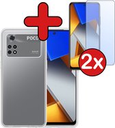 Hoesje Geschikt voor Xiaomi Poco X4 Pro 5G Hoesje Siliconen Case Hoes Met 2x Screenprotector - Hoes Geschikt voor Xiaomi Poco X4 Pro 5G Hoes Cover Case - Transparant