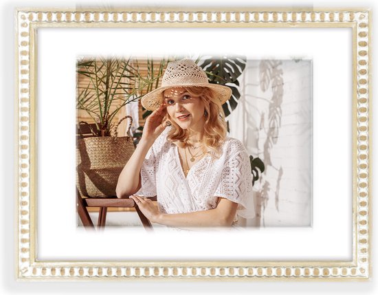 HAES DECO - Cadre Photo Bois Tignes Marron / Wit avec Passe-Partout pour photo 13x18 / 18x24 - UT7218HS