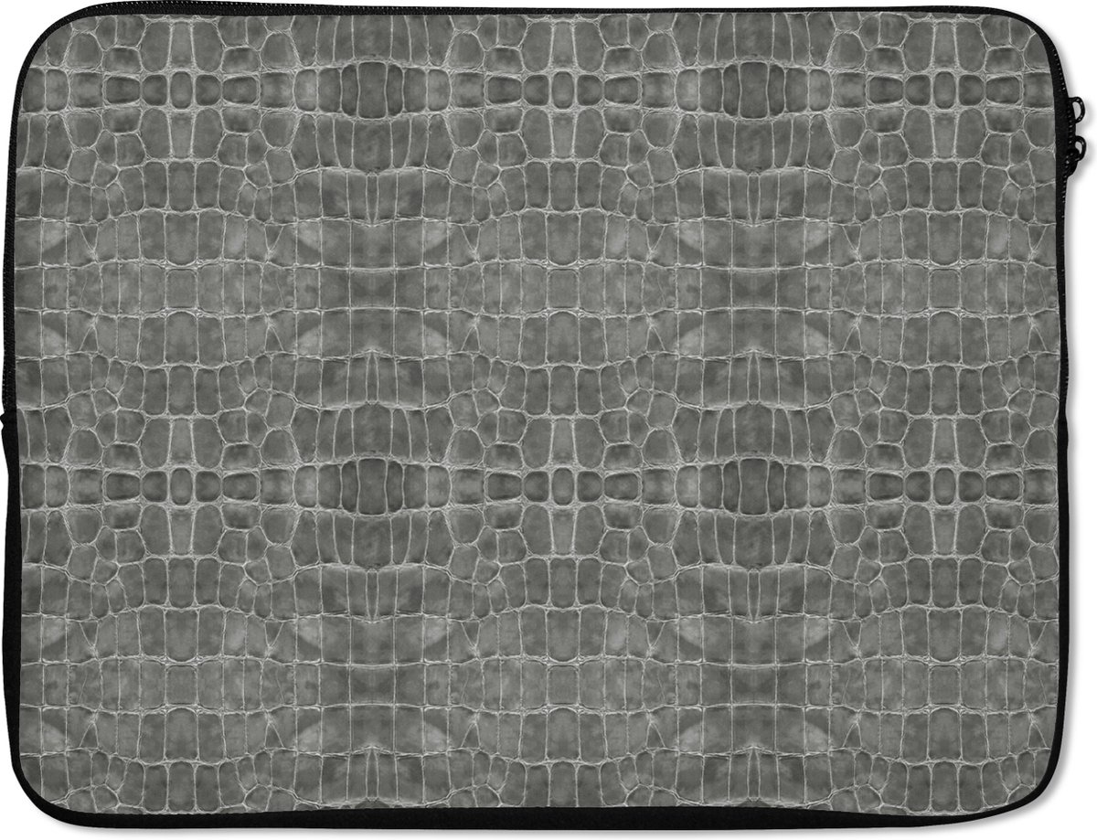 Laptophoes - Grijs - Leer print - Laptop - Laptopaccesoires - 15 6 Inch - Laptopcase
