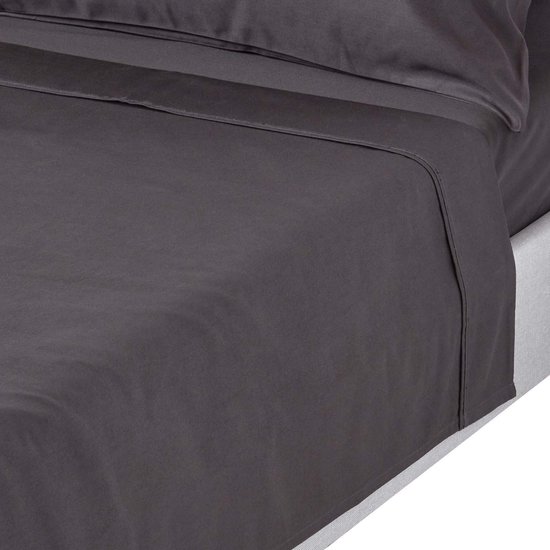 Homescapes luxe laken zonder elastiek 275 x 275 cm, antraciet - 100% Egyptisch katoen