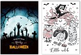 Halloween kaarten - Set van 2 verschillende ansichtkaarten - Leuke Post - H24