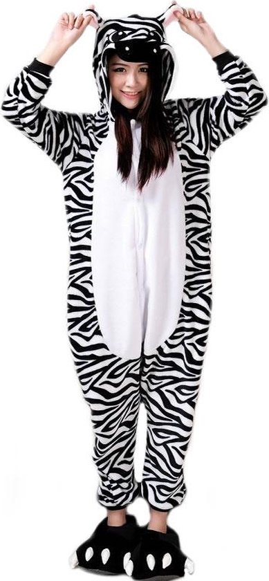 Zebra onesie maat 134/140 - Dieren – Verkleedkleren - kinderen - jongens - meisjes - Huispak