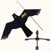 HIXA Répulsif à oiseaux 7 mètres - avec base de parasol - Répulsif à pigeons - Épouvantail - Corbeaux - Zwart - Nylon