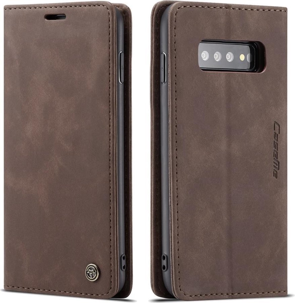 CaseMe Book Case - Geschikt voor Samsung Galaxy S10 Hoesje - Donkerbruin