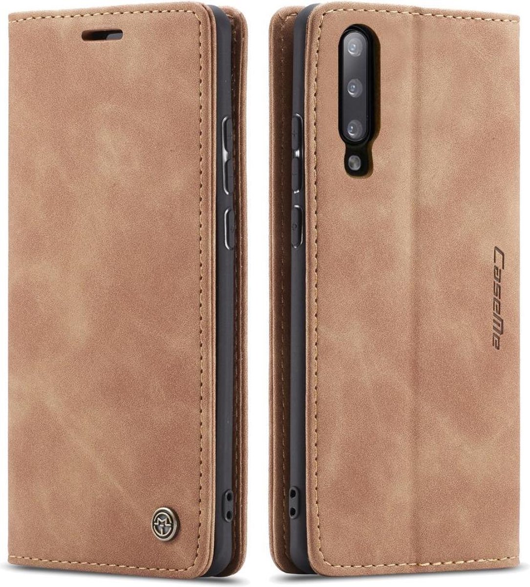 CaseMe Book Case - Geschikt voor Samsung Galaxy A70 Hoesje - Bruin