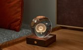 Gingko Amber Crystal Lichtobject - 3D laser Paardenbloem - Walnoot