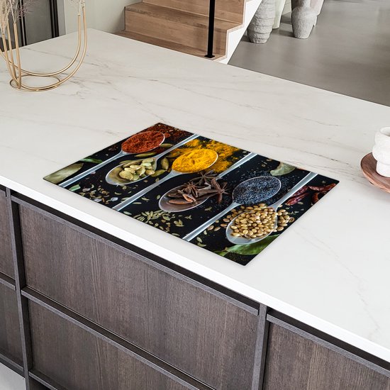 KitchenYeah® Inductie beschermer 76x51.5 cm - Lepel - Specerijen - Kruiden - Eten - Tafel - Kookplaataccessoires - Afdekplaat voor kookplaat - Inductiebeschermer - Inductiemat - Inductieplaat mat
