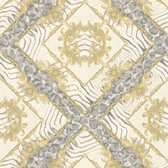 Exclusief luxe behang Profhome 349042-GU vliesbehang licht gestructureerd met luipaard-print glanzend grijs goud crèmewit 7,035 m2
