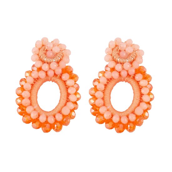Summer Beads Oorbellen - Oranje | 5,4 x 3,5 cm | Kralen/Bijoux | Fashion Favorite