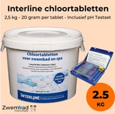 Interline Chloortabletten 20 gram 2,5 kg - Inclusief pH & chloor Testset - Chloortabletten voor zwembad en jacuzzi - Chloor 20 gram - Inclusief gratis doseerschema