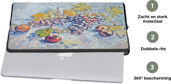 Housse ordinateur 15 pouces 38x29 cm - Vincent van Gogh 2 - Housse Macbook & Laptop Grapes, citrons, poires et pommes - Peinture de Vincent van Gogh - Housse ordinateur portable avec photo