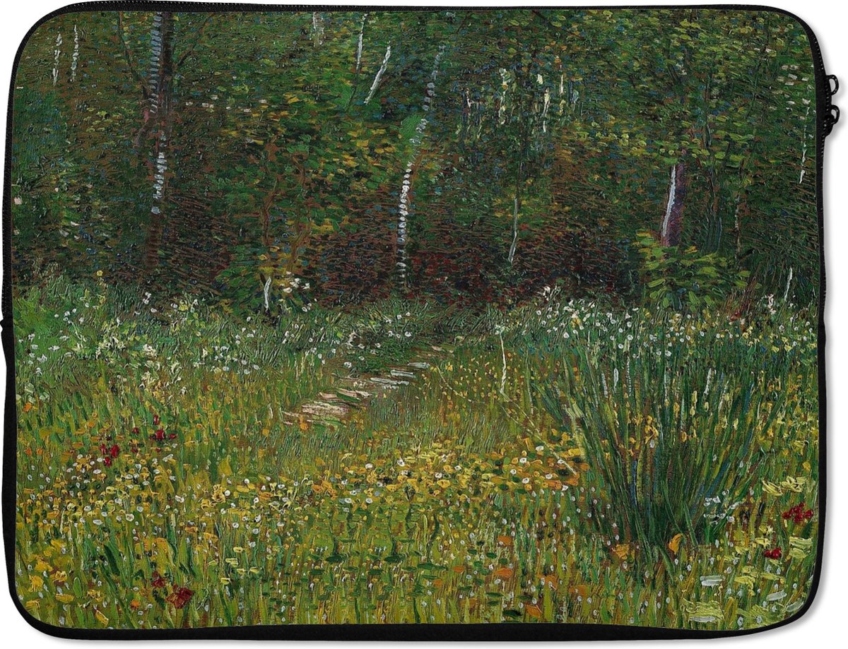 Laptophoes 17 inch - Asnières - Vincent van Gogh - Laptop sleeve - Binnenmaat 41x28 cm - Zwarte achterkant