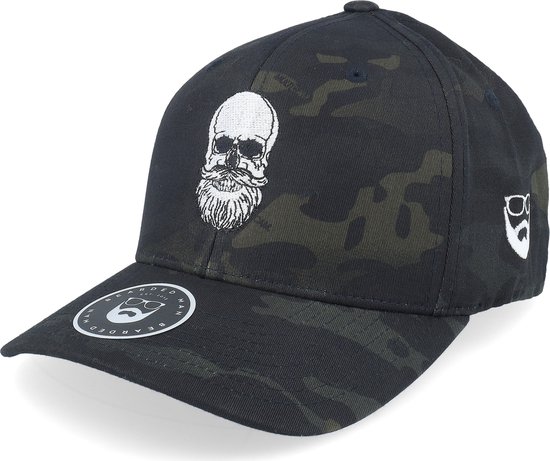 Hatstore- Bearded Skull Black Camo Flexfit - Bearded Man Cap