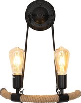 Delaveek-Vintage Twine Wandlamp - Zwart - E27 lampvoet (Lichtbron niet inbegrepen)