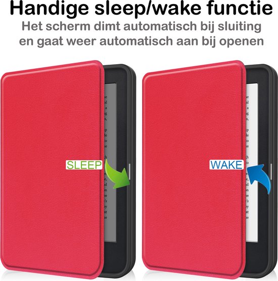 Hoesje Geschikt voor Kobo Clara 2E Hoesje Luxe Bescherm Case Met Screenprotector - Hoes Geschikt voor Kobo Clara 2E Hoes Book Cover - Rood van Hoesje  — afbeelding 5