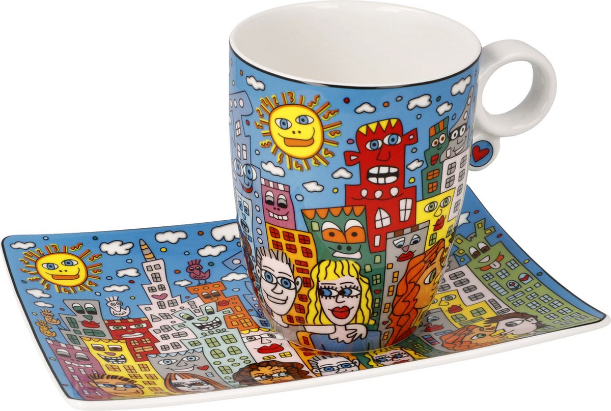 Goebel - James Rizzi | Kop en schotel Summer in the City | Porselein - 19cm - 400ml