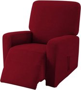 Jacquard stoelhoes, stoelbeschermer, stretchhoes voor relaxstoel, compleet, elastische hoes voor televisiestoel, ligstoel, fauteuil (wijnrood)