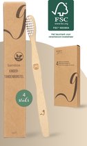 NATURE’S groove® Bamboe Kindertandenborstels - 4 Stuks - Handtandenborstel - Houten Tandenborstel - Baby - Handmatig