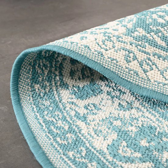 Rond Vintage buitenkleed - Flip Agnes turquoise 160 cm rond