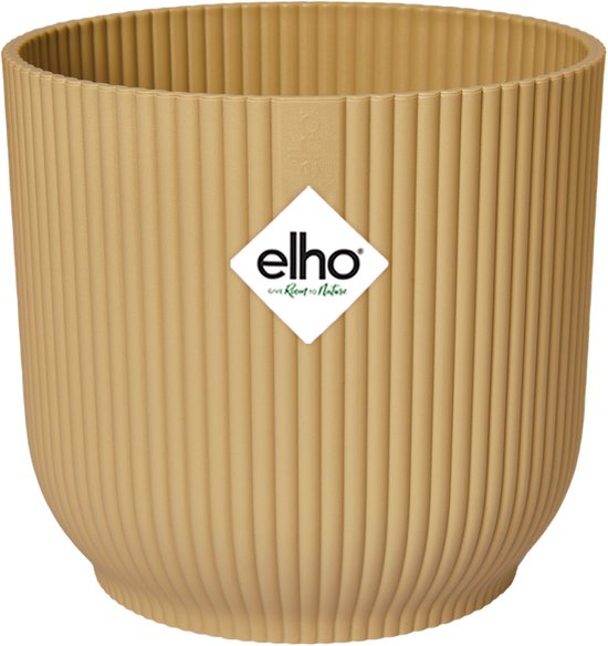 Elho Vibes Fold Rond 14 - Bloempot voor Binnen - 100% Gerecycled Plastic - Ø 14.1 x H 12.9 cm - Botergeel