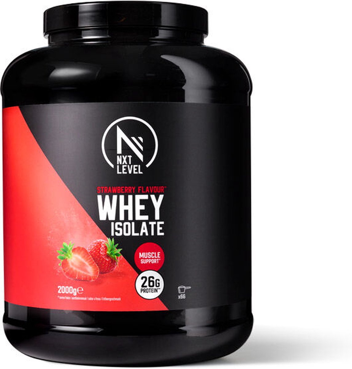 NXT Level® Whey Protein Powder - Eiwitpoeder met BCAA - Proteïne Poeder - Eiwitten - Voor Eiwit Shake - 66 Eiwitshakes - Aardbei 2KG