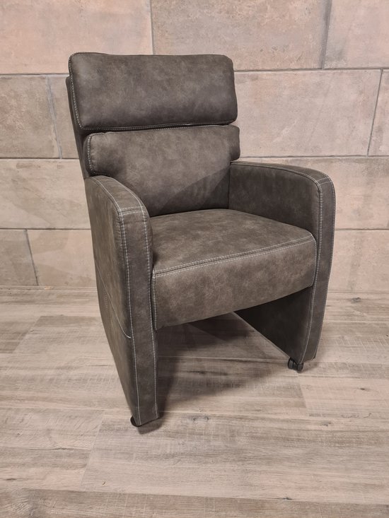 Chaise de salle à manger Jake - À roulettes - Preston - Anthracite