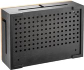 Kabelmanagementbox met magnetisch bamboedeksel en kabelbinders - elegante en duurzame opbergbox voor kabels - zwart Kabel organiser