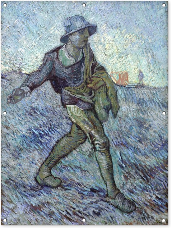 Tuinposter - Tuindoek - Tuinposters buiten - De zaaier (naar Millet) - Vincent van Gogh - 90x120 cm - Tuin