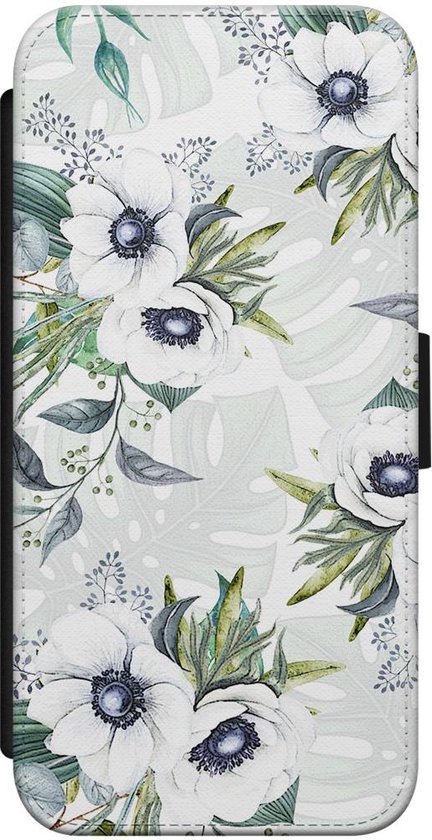 Foto: Casimoda bookcase geschikt voor iphone 8 hoesje met pasjeshouder floral art groen kunstleer