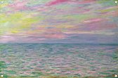 Zonsondergang op zee, bij Pourville - Claude Monet tuinposter - Zee tuinposter - Tuinposters Natuur - Schutting decoratie - Tuinaccesoires voor aan de muur - Posters tuinposter 120x80 cm